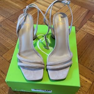 Sam Edelman Kia Block Heel Sandals, Capuccino, Size 9.